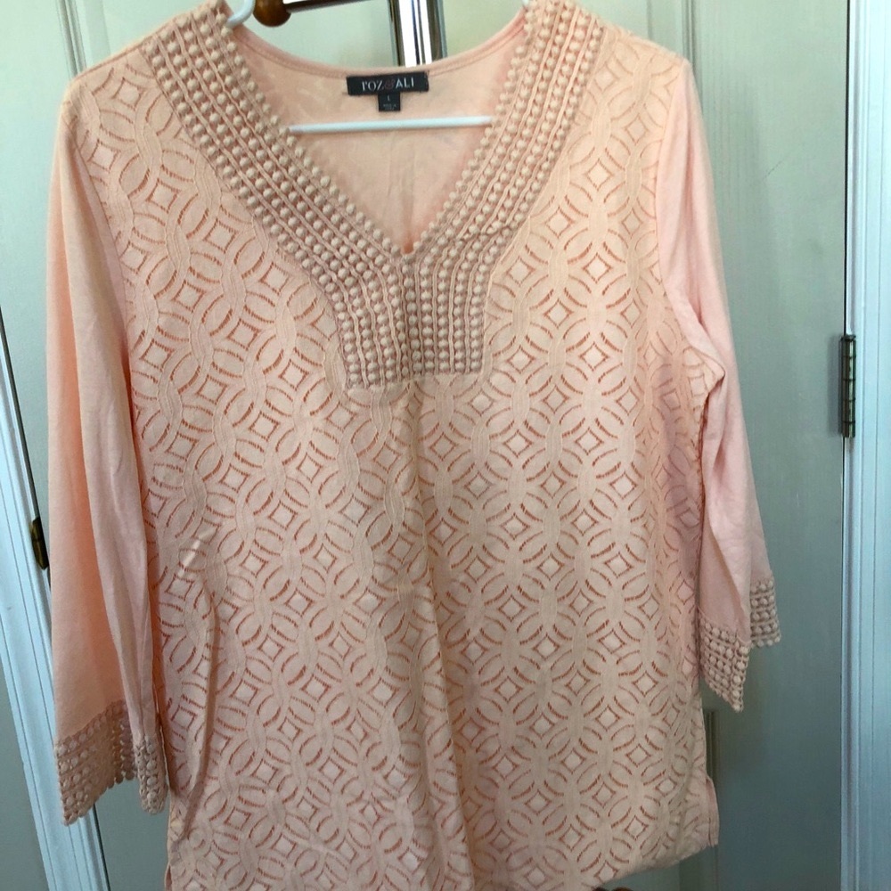 Peach Lace Overlay Tunic